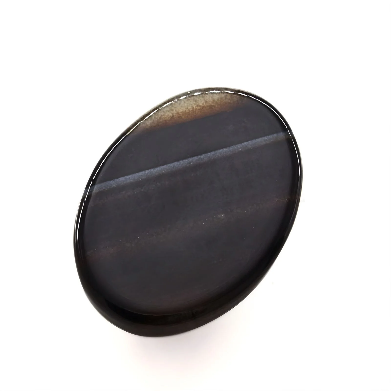 12.5Ct Natural Black and Grey Sulemani Hakik Oval Cabochon Loose Gemstone - Image 4