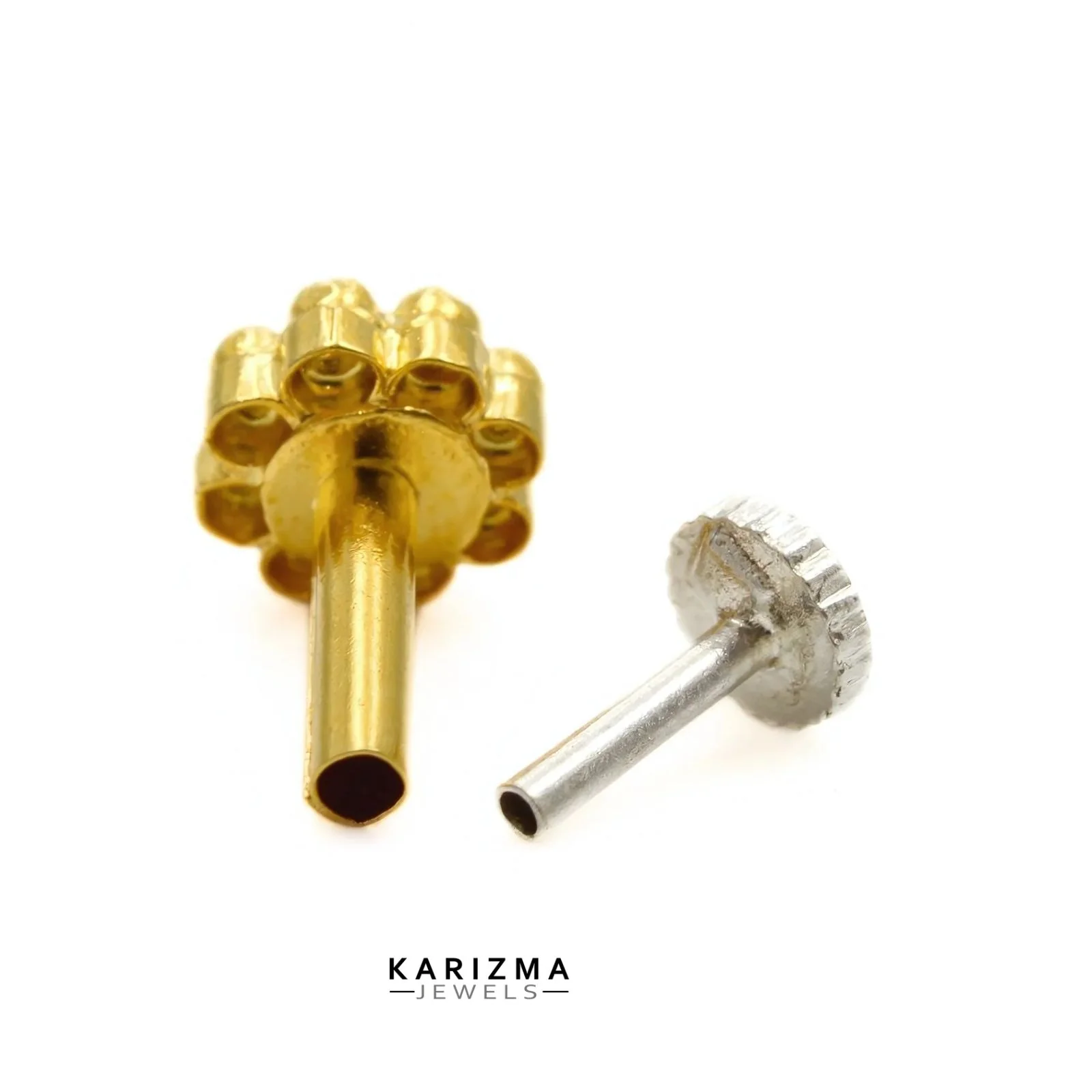 14K Real Gold Women amazing Flower Nose stud nose ring Push Pin 16g - Image 4