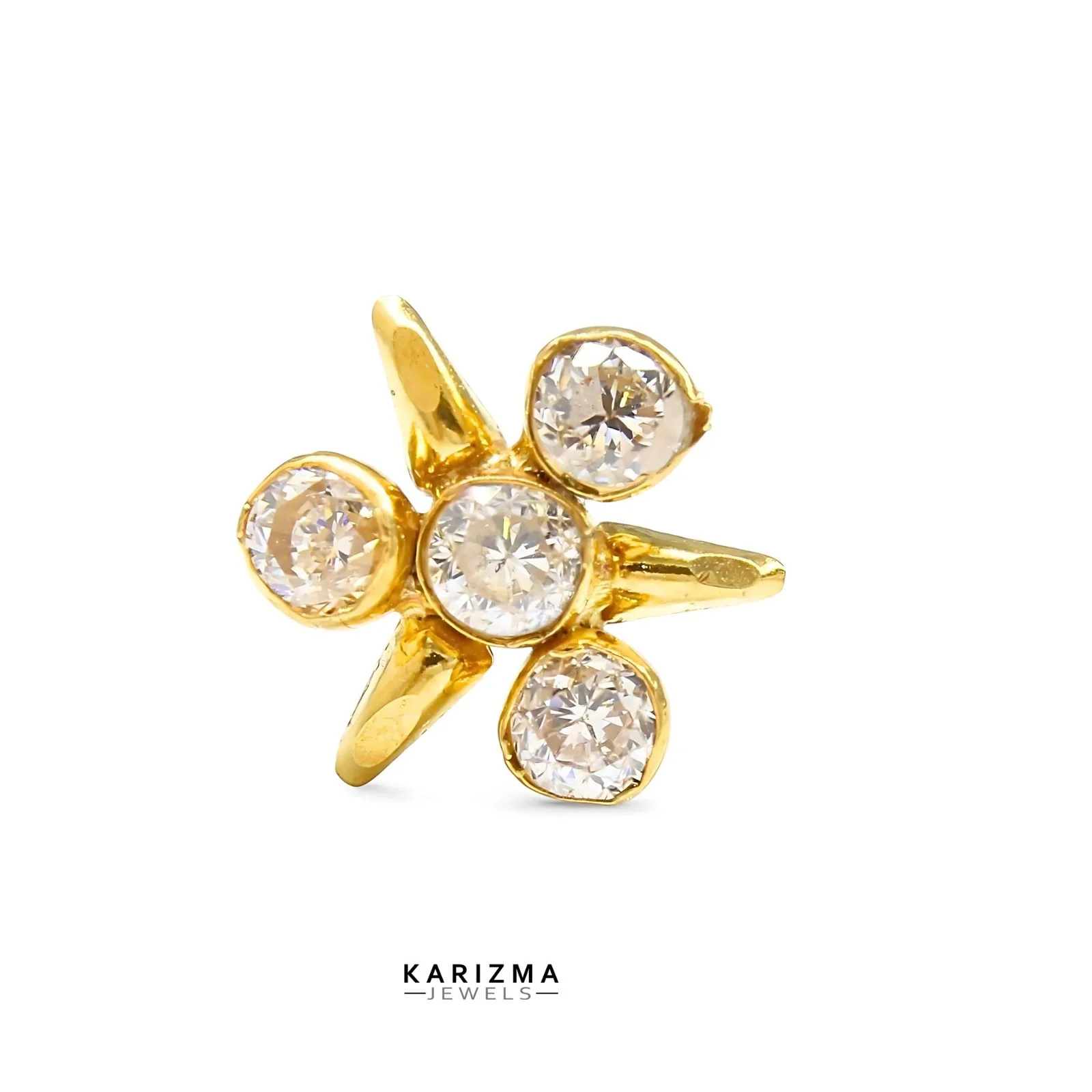 14K Real Gold Women White CZ Star style daily wear Nose stud nose ring Push Pin - Image 3