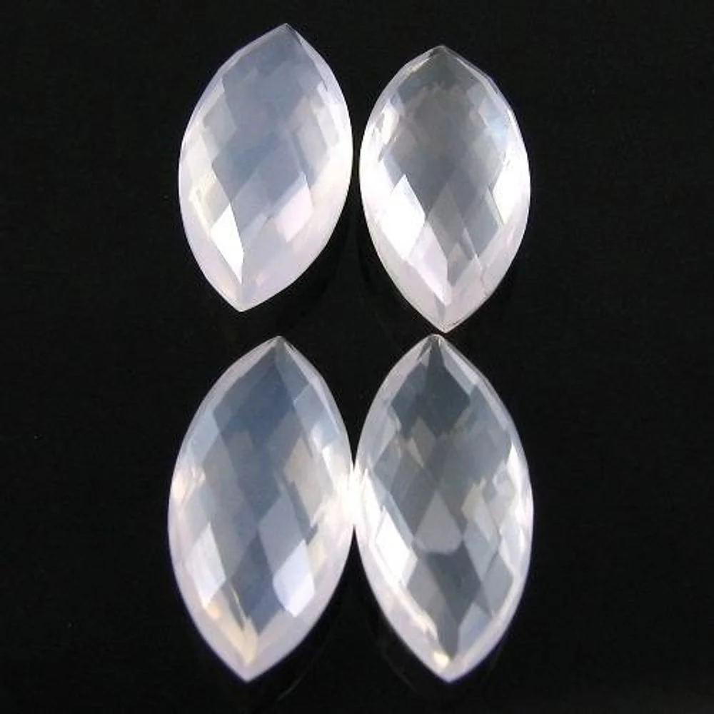 15.9Ct Genuine Rose Quartz Set of 4 – Marquise Faceted Pink Gems
