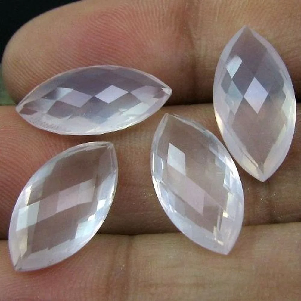 15.9Ct Genuine Rose Quartz Set of 4 – Marquise Faceted Pink Gems - Image 3