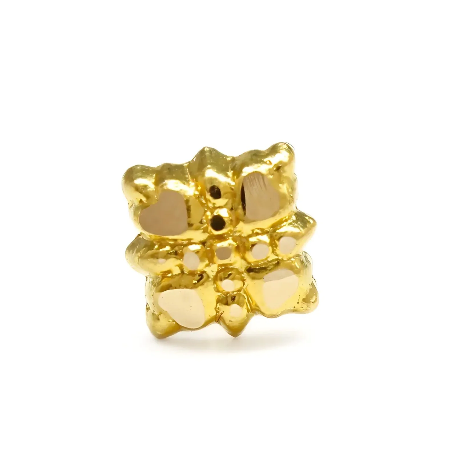 18K Real Gold floral square Nose stud nose ring Push Pin - Image 3