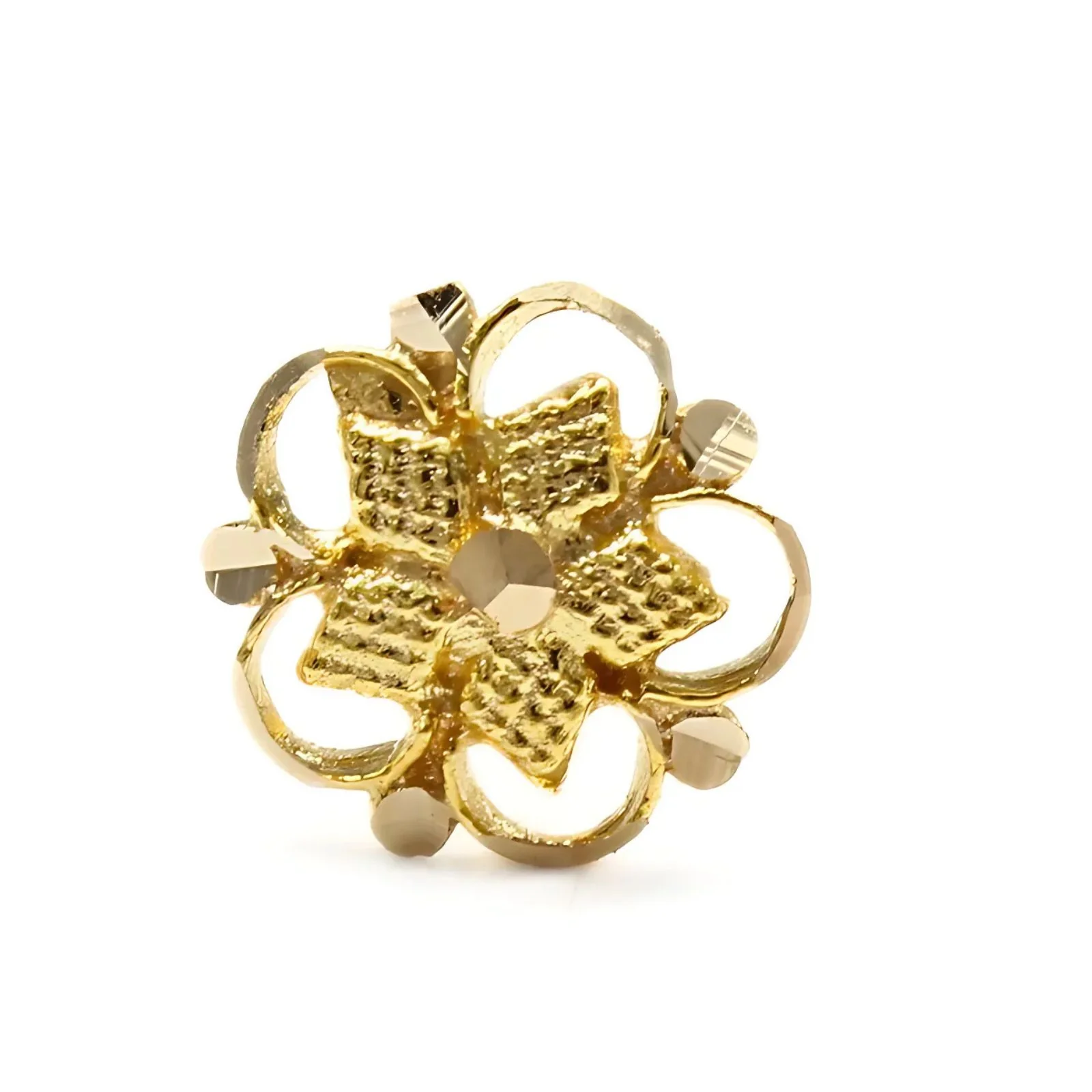 18K Real Gold Floral style Nose stud nose ring Push Pin - Image 3