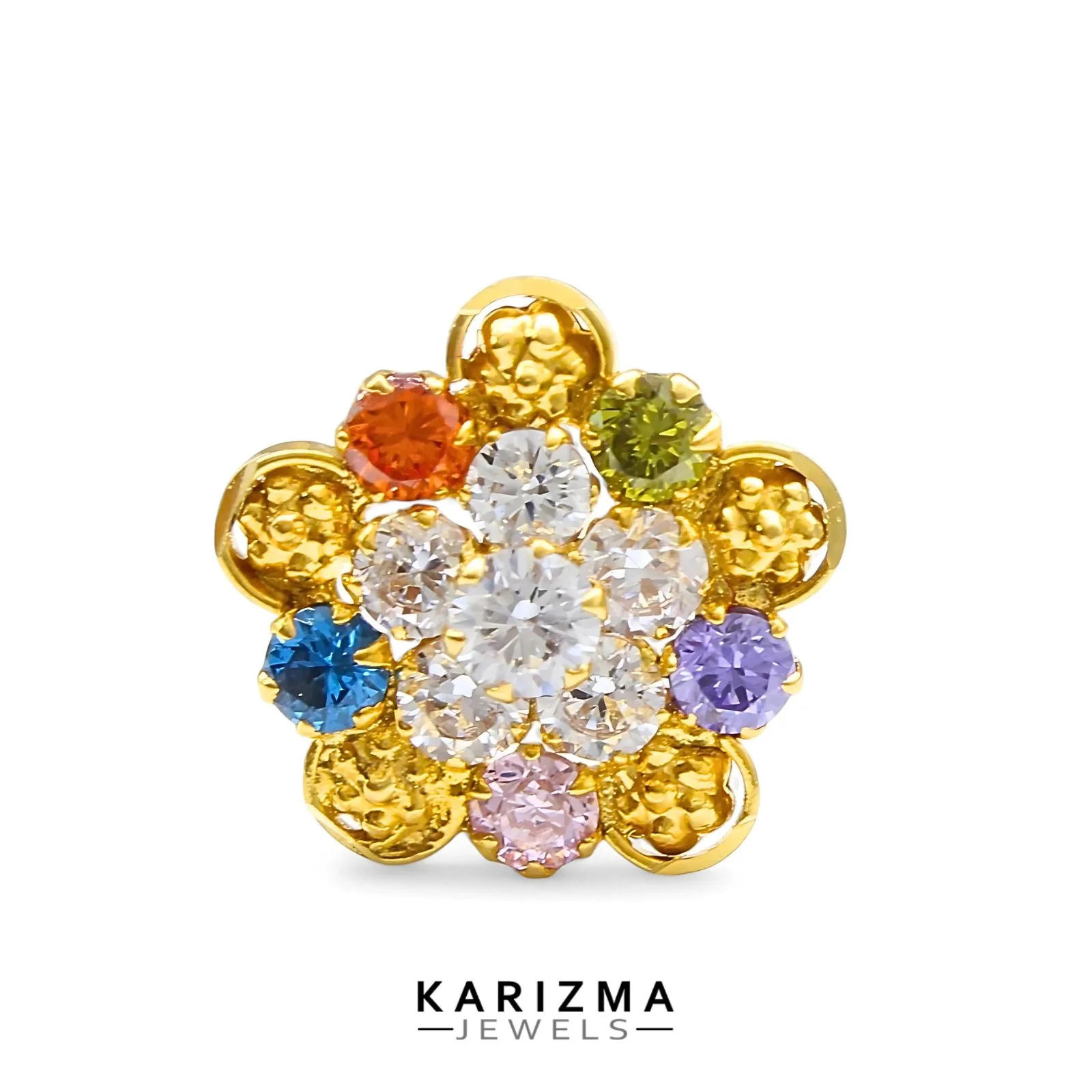18K Real Gold Indian Women Multicolour CZ Excellent gifting Nose stud nose ring Push Pin - Image 3