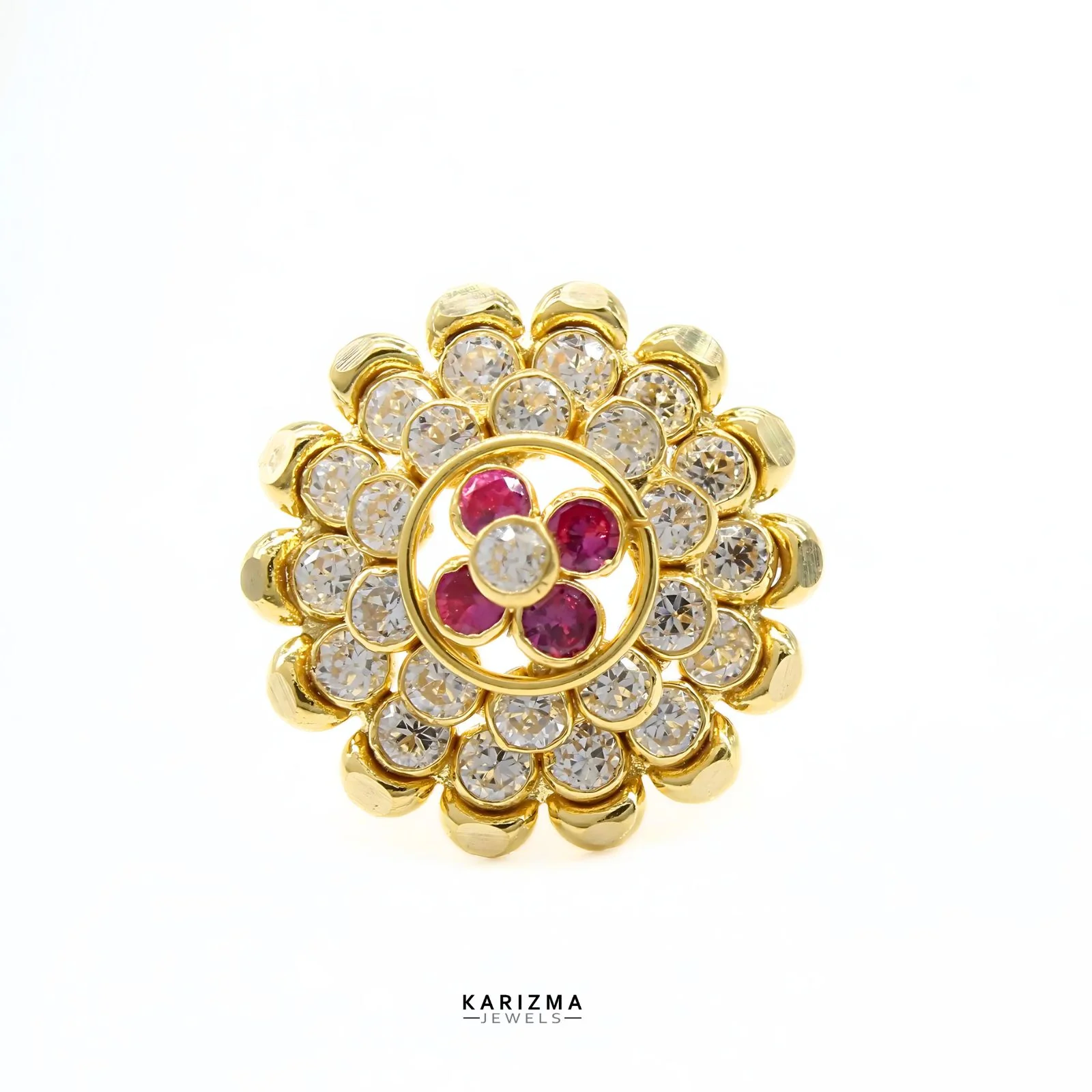 18K Real Gold Indian Women Pink White CZ amazing Bride Nose stud nose ring Push Pin - Image 3