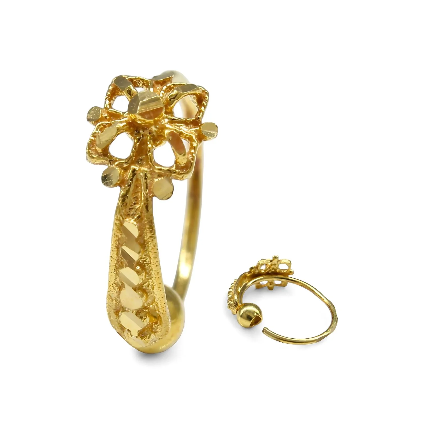 18K Real Gold Nose ring Indian Women gifting party wear Nose Hoop Ring 22g