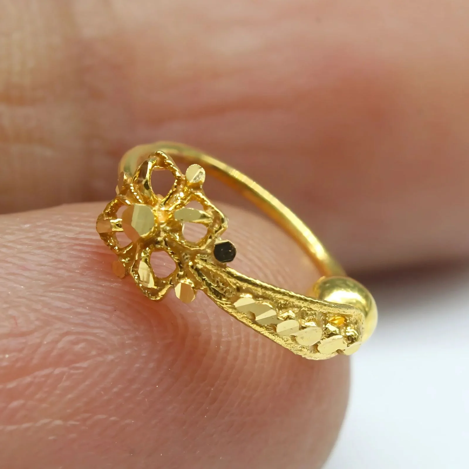 18K Real Gold Nose ring Indian Women gifting party wear Nose Hoop Ring 22g - Image 2