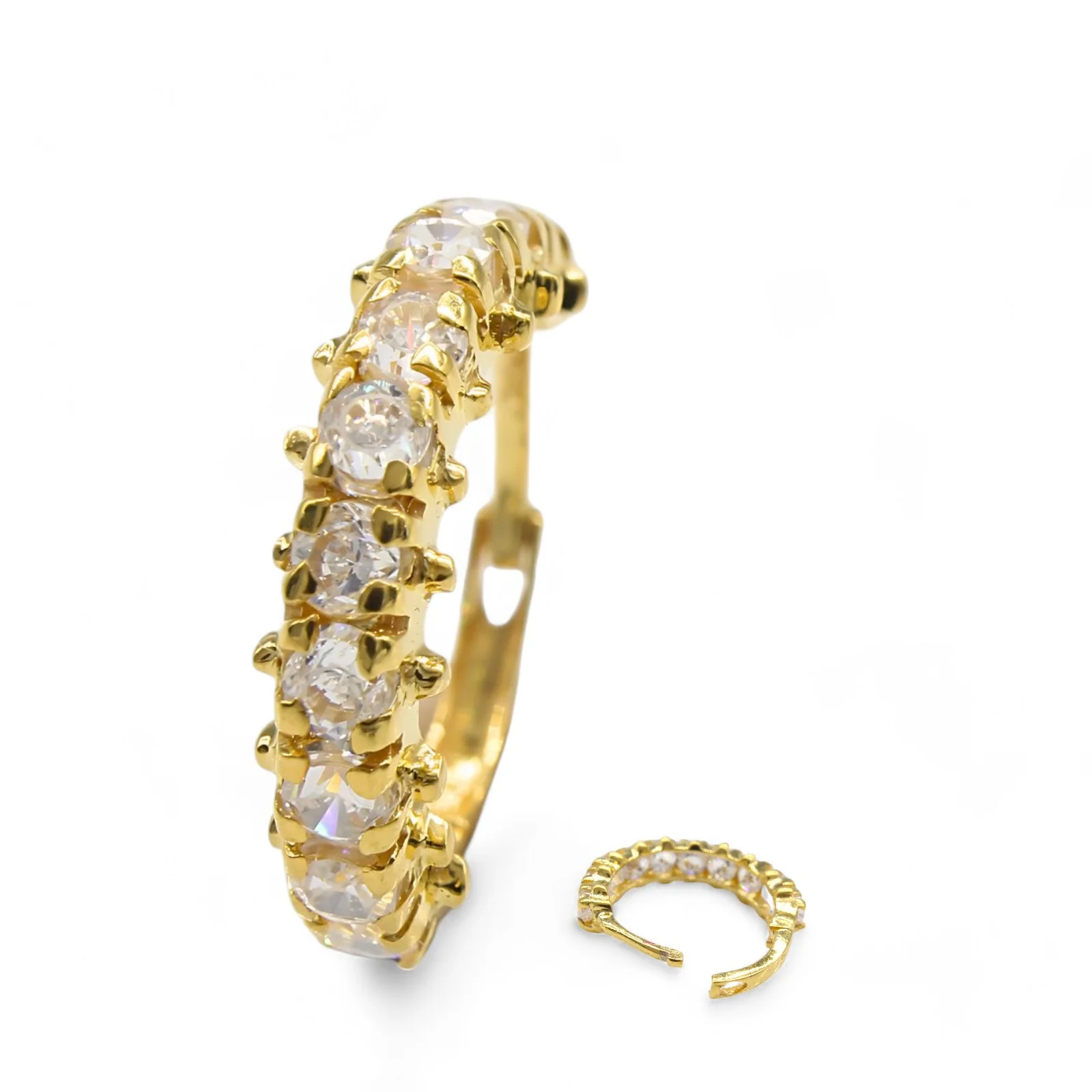 18K Real Gold Nose ring CZ Clicker Excellent gifting Nose Hoop Ring 20g - Image 2