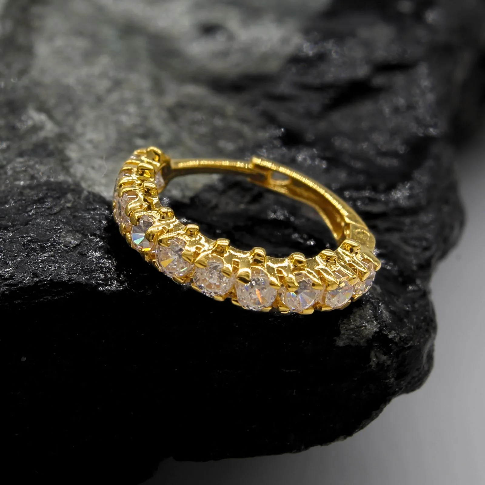 18K Real Gold Nose ring CZ Clicker Excellent gifting Nose Hoop Ring 20g - Image 5