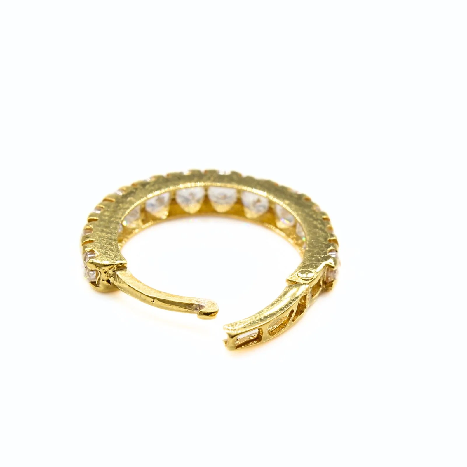 18K Real Gold Nose ring White CZ Clicker party wear Nose Hoop Ring 20g - Image 3