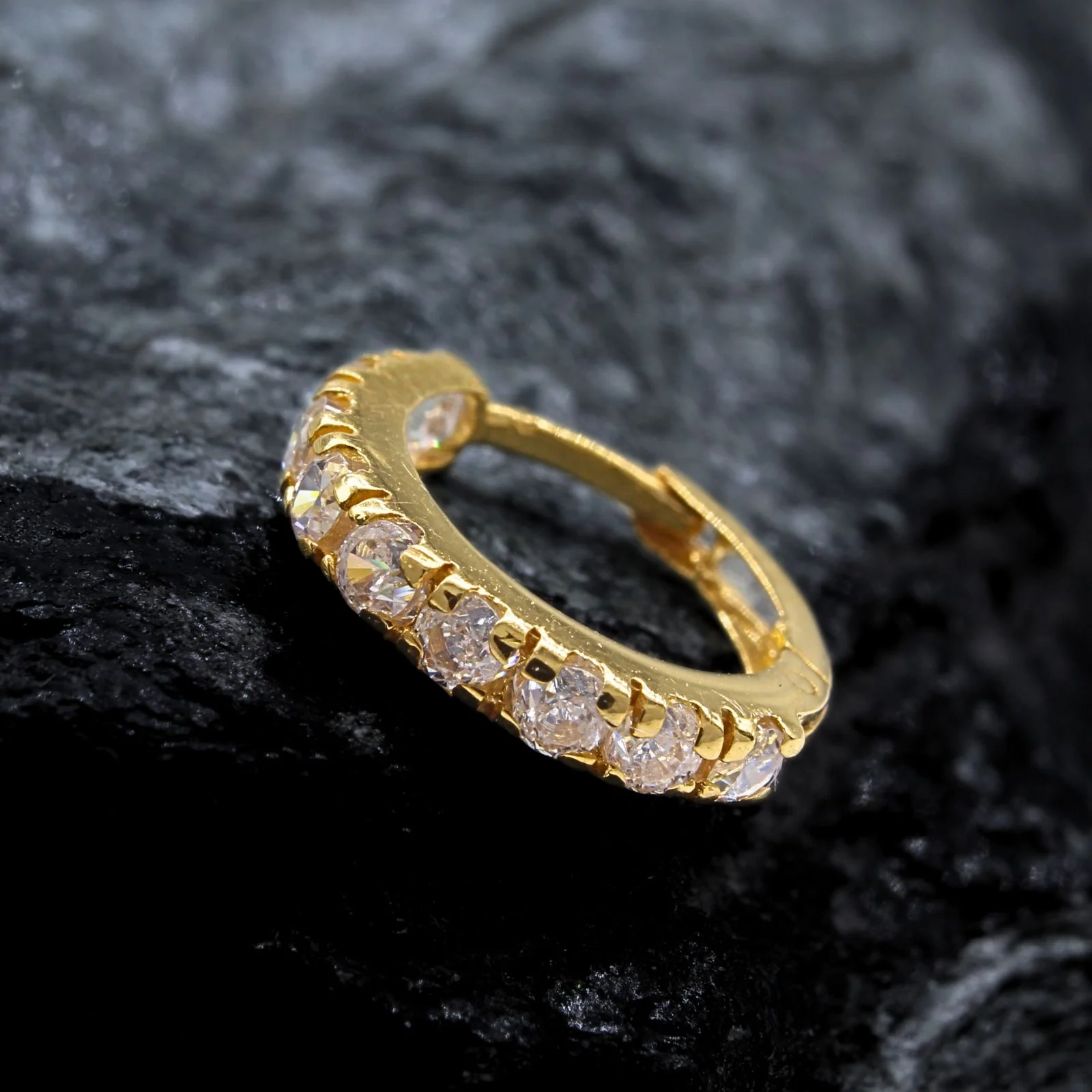 18K Real Gold Nose ring White CZ Clicker party wear Nose Hoop Ring 20g - Image 6