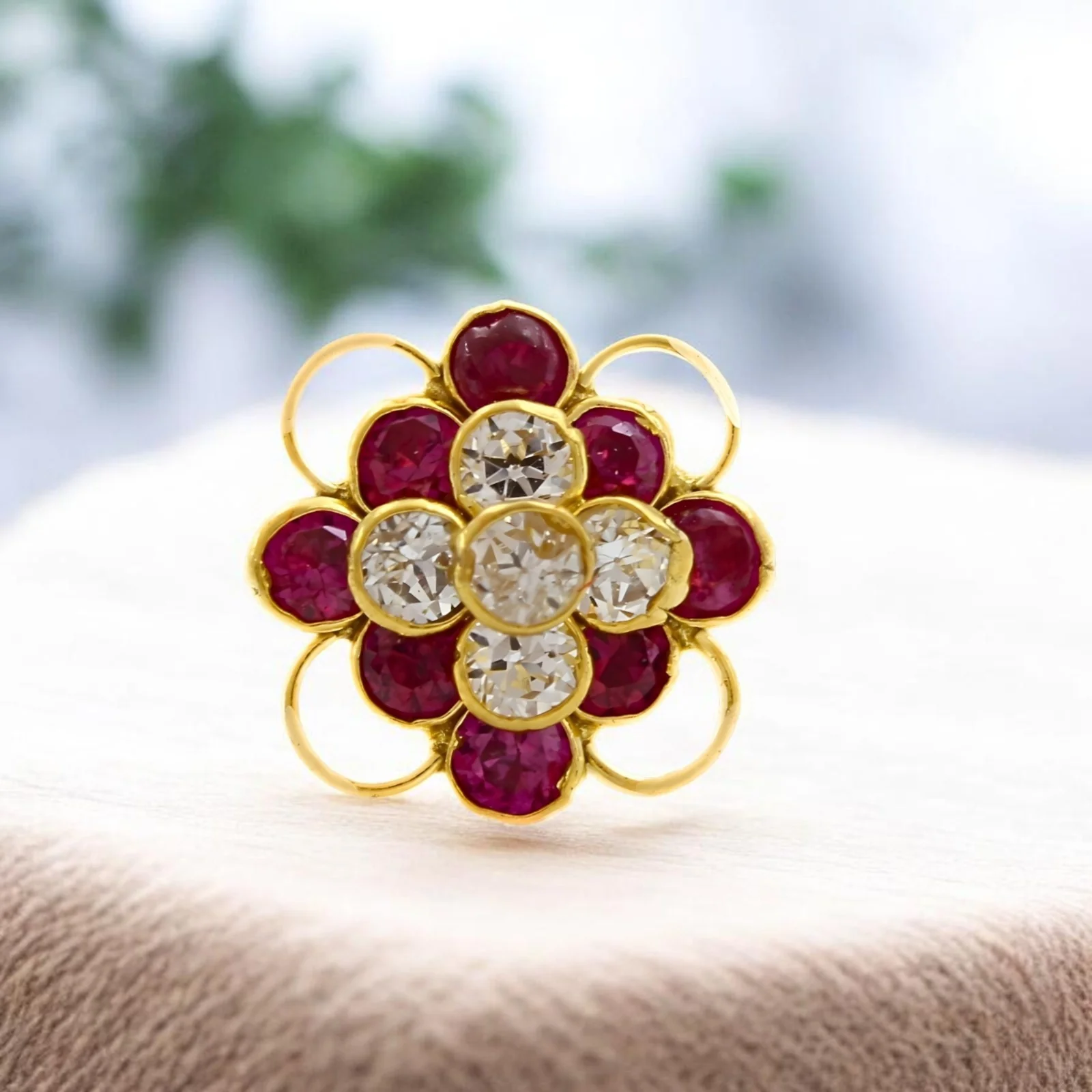 18K Real Gold Pink White CZ Cluster Nose stud nose ring Push Pin - Image 2