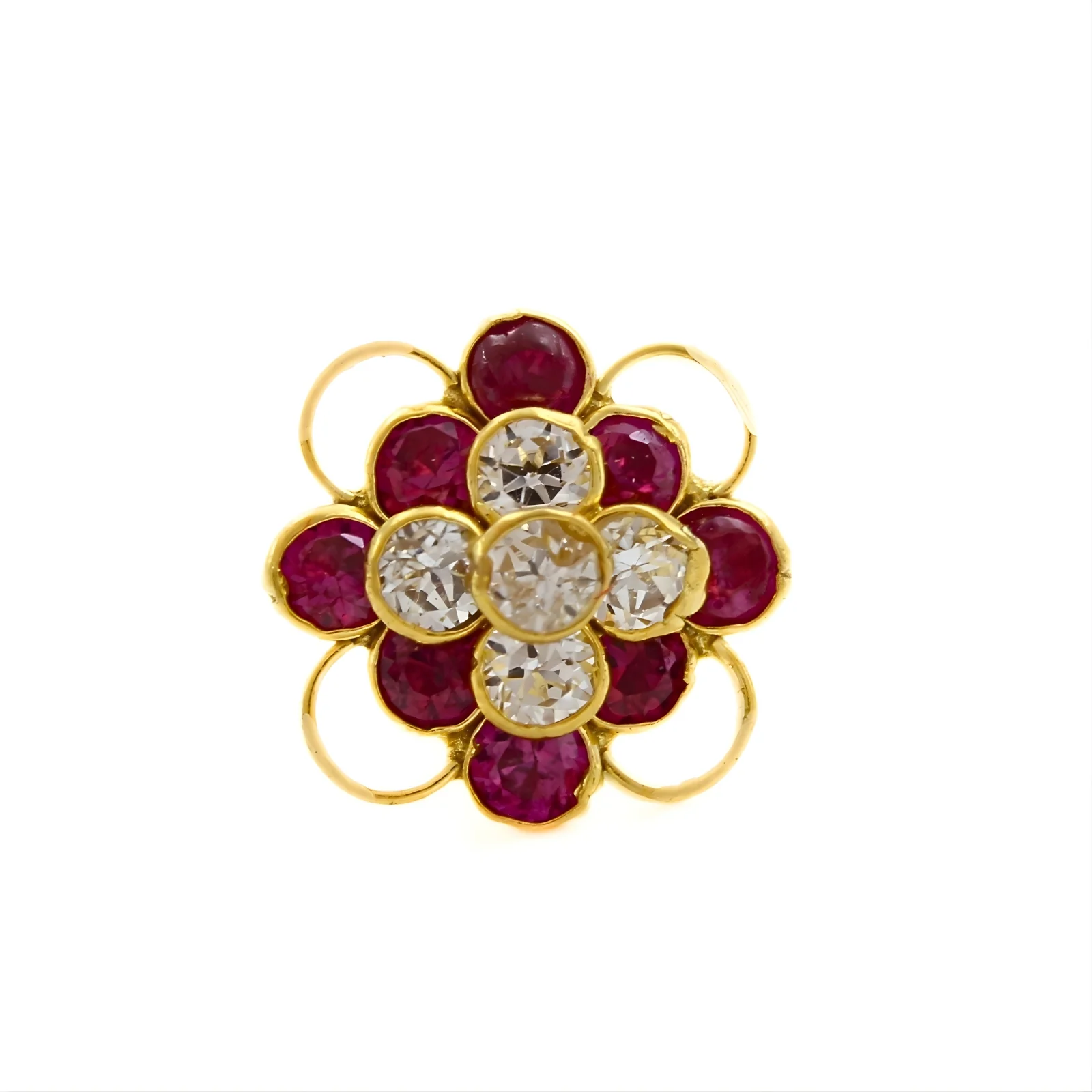 18K Real Gold Pink White CZ Cluster Nose stud nose ring Push Pin - Image 3