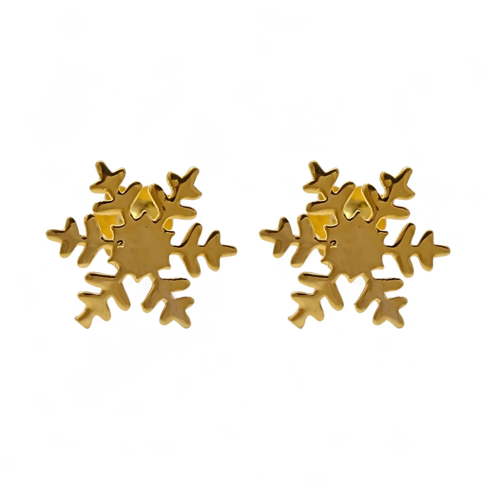 18K Real Gold women Snowflake Nose stud cum Earring Gold Screw Back - Image 3
