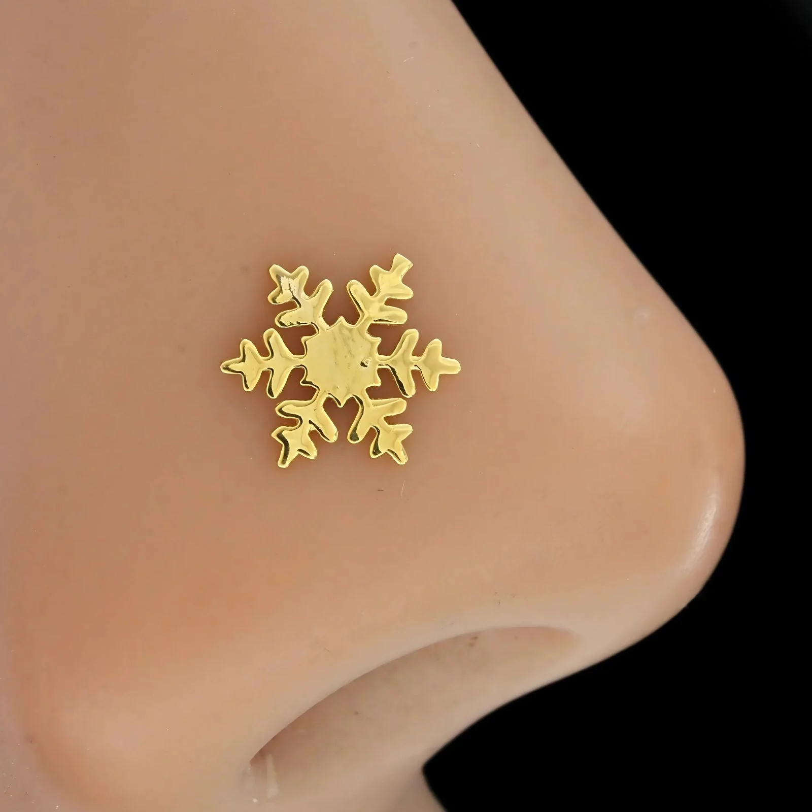 18K Real Gold women Snowflake Nose stud cum Earring Gold Screw Back - Image 5