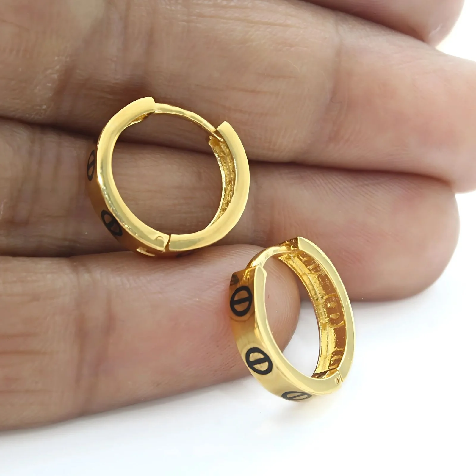 18k Real Solid Gold Indian hinged hoop Exquisite Earrings - Image 2
