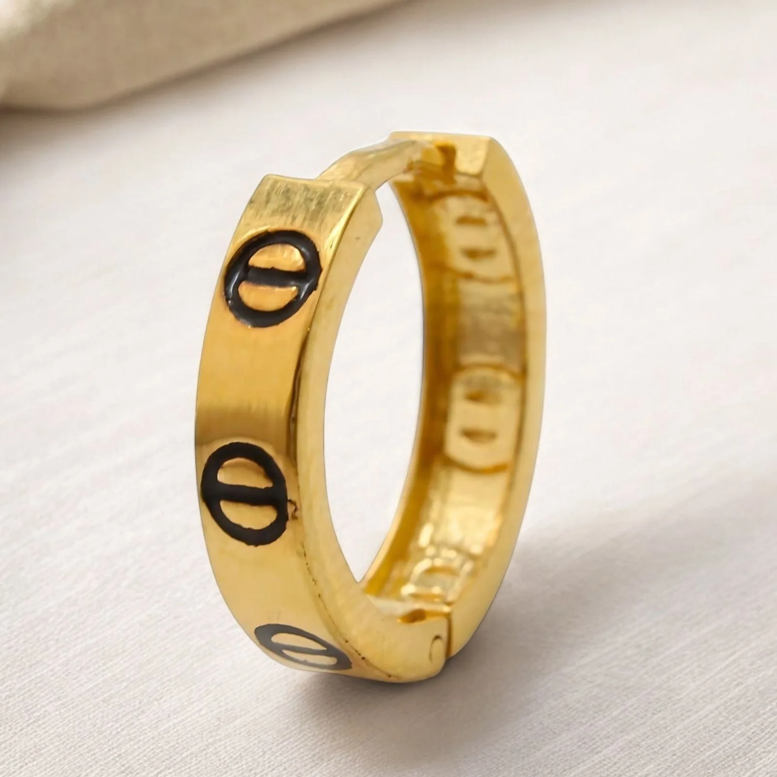 18k Real Solid Gold Indian hinged hoop Exquisite Earrings - Image 5