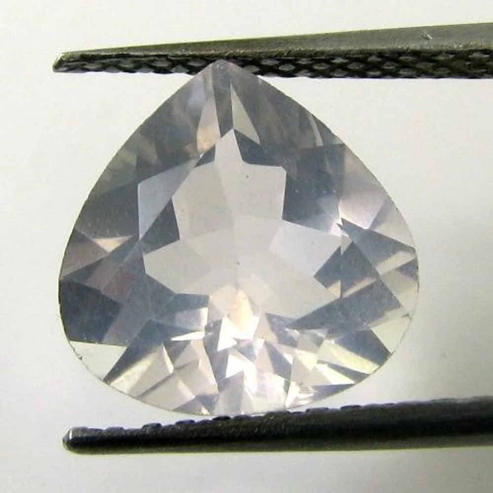 2.9Ct Natural Rose Quartz Pear Faceted Gemstone – Blush Pink Teardrop for Fine Jewelry