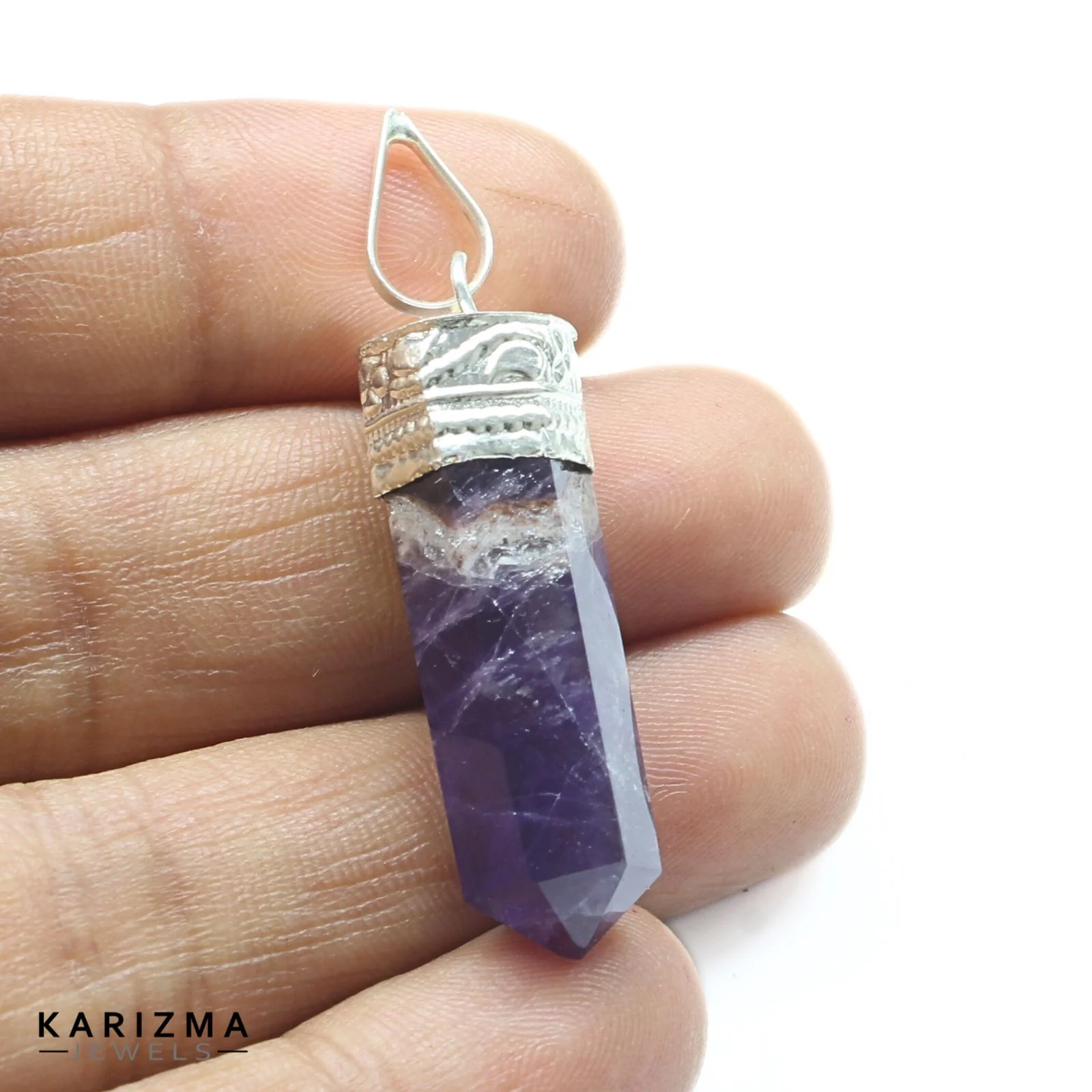 23.5Ct Natural Purple Amethyst Crystal Pencil Pendant for Clarity - Image 2