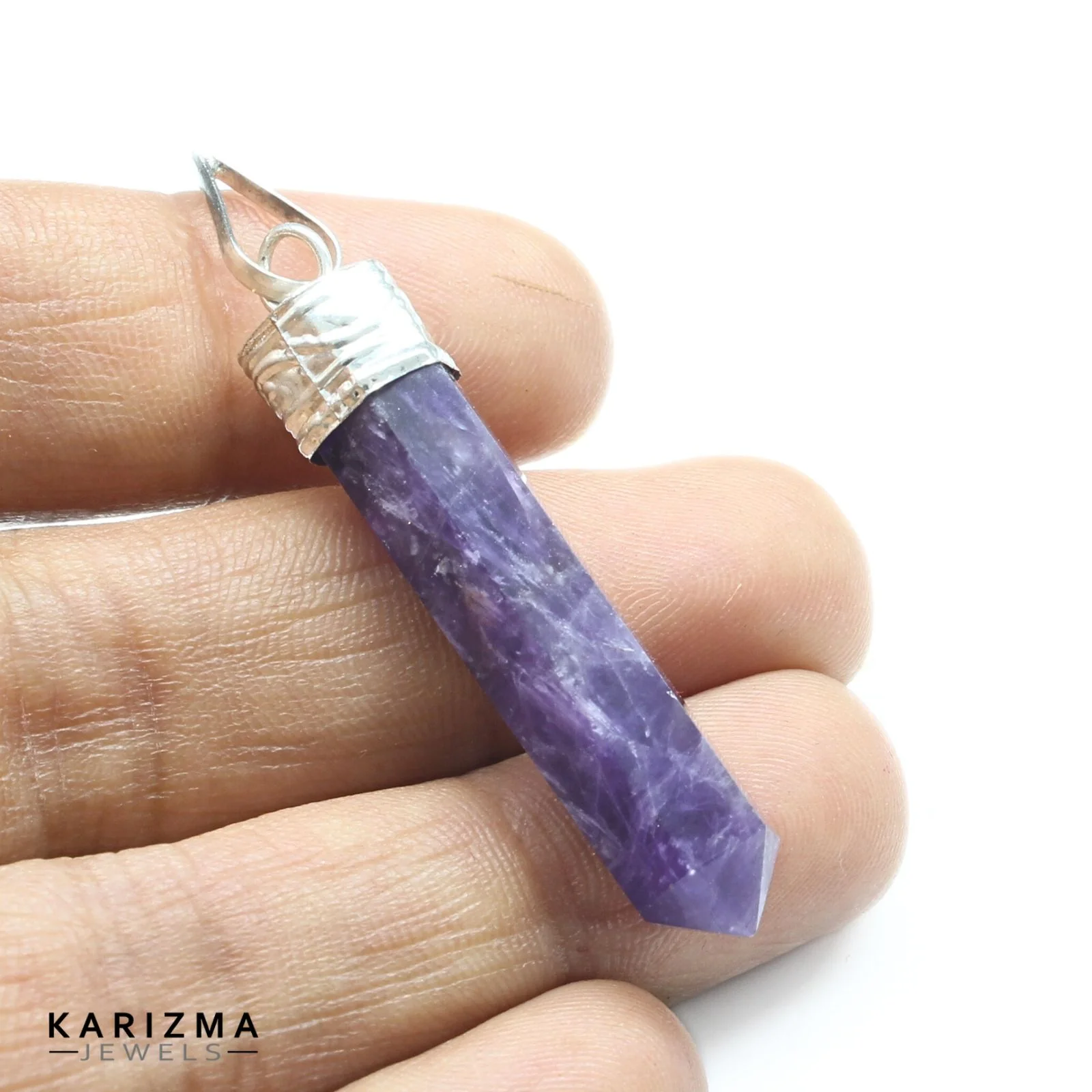 23Ct Natural Purple Amethyst Gemstone Healing Energy Point Pendant - Image 2