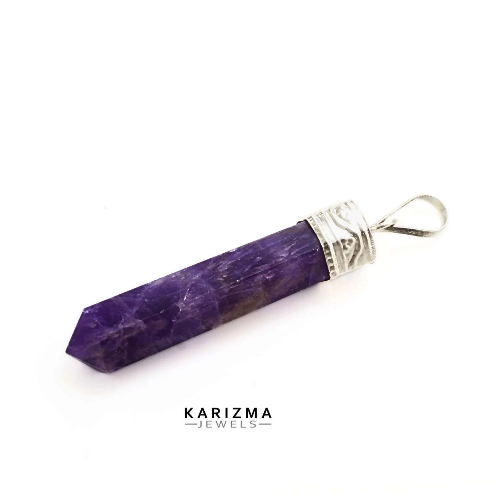 23Ct Natural Purple Amethyst Gemstone Healing Energy Point Pendant - Image 4