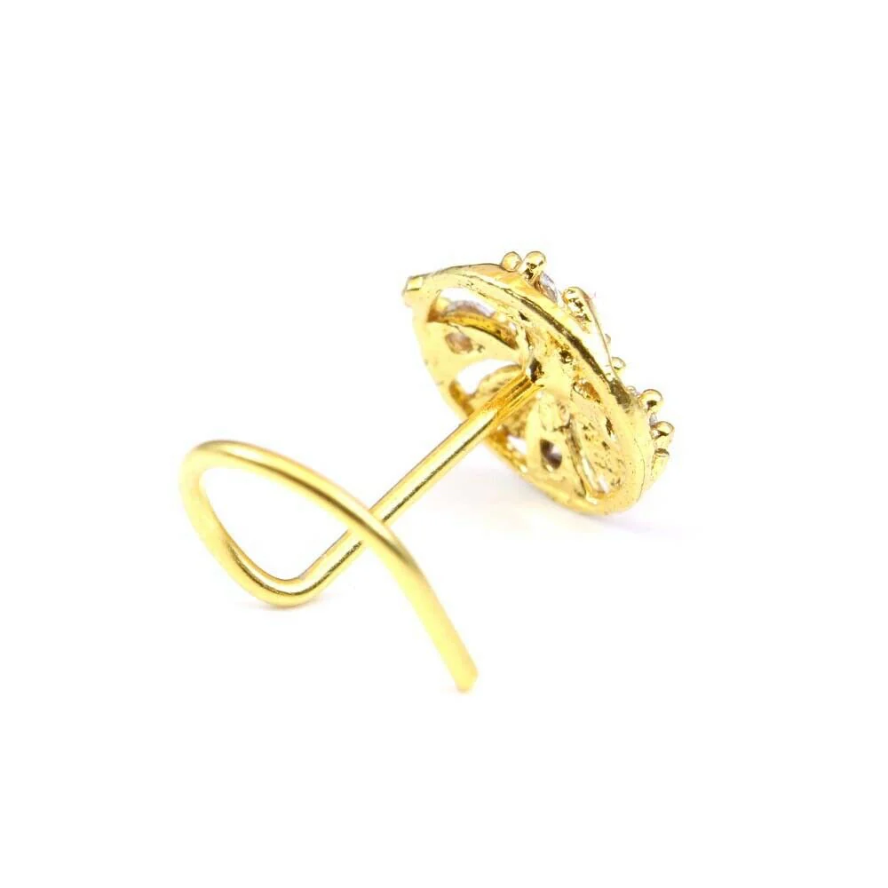 WHITE Pink Stone Floral Nose Pin - Image 3