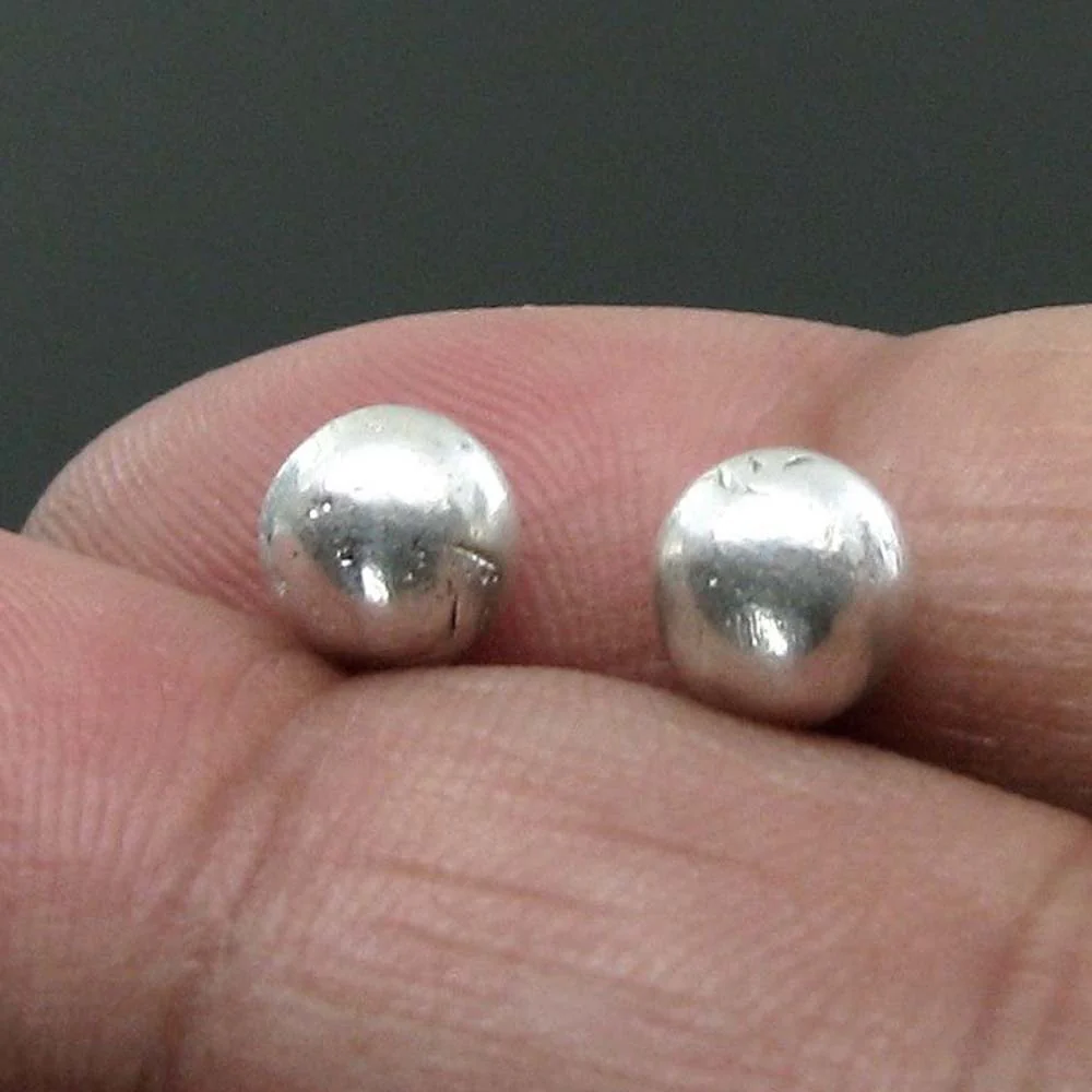 2pc Solid Pure Silver Full Round Balls chandi ki thos Goli 6.1mm - Image 2