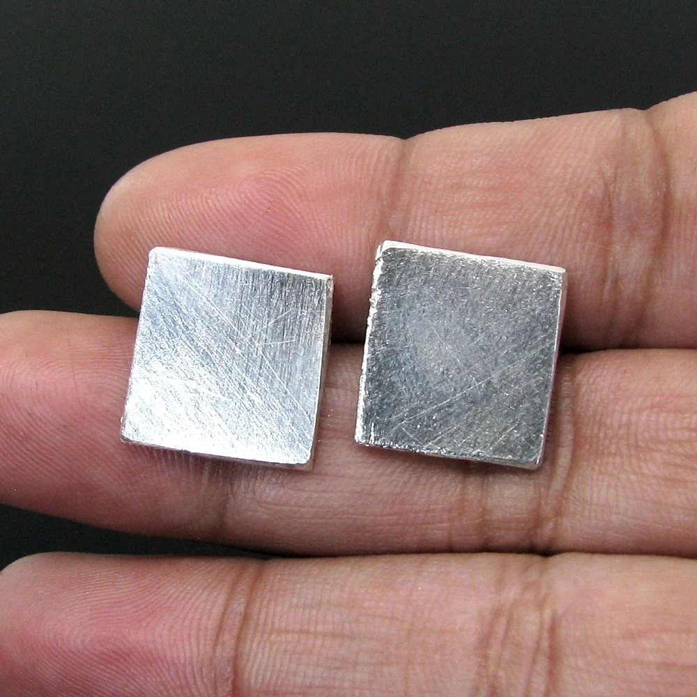 2pc Solid Silver Square Piece (Chokor) in Silver - Image 3