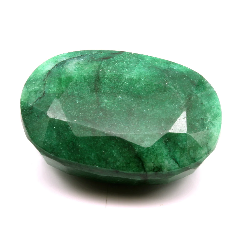 301 Ct Emerald Gemstone – Rich Green Oval Faceted Jewelry Stone