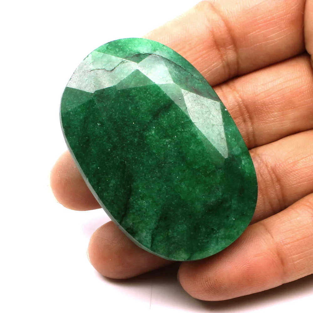 301 Ct Emerald Gemstone – Rich Green Oval Faceted Jewelry Stone - Image 2
