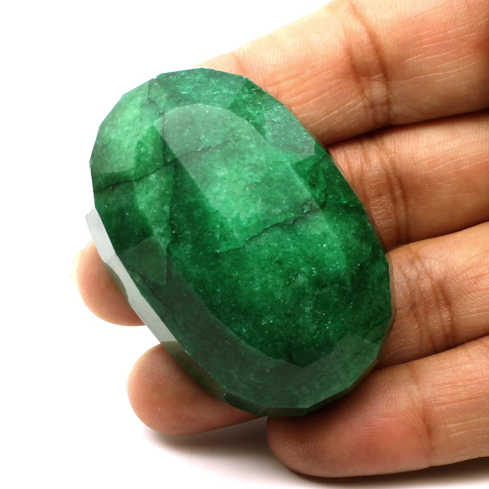 301 Ct Emerald Gemstone – Rich Green Oval Faceted Jewelry Stone - Image 3