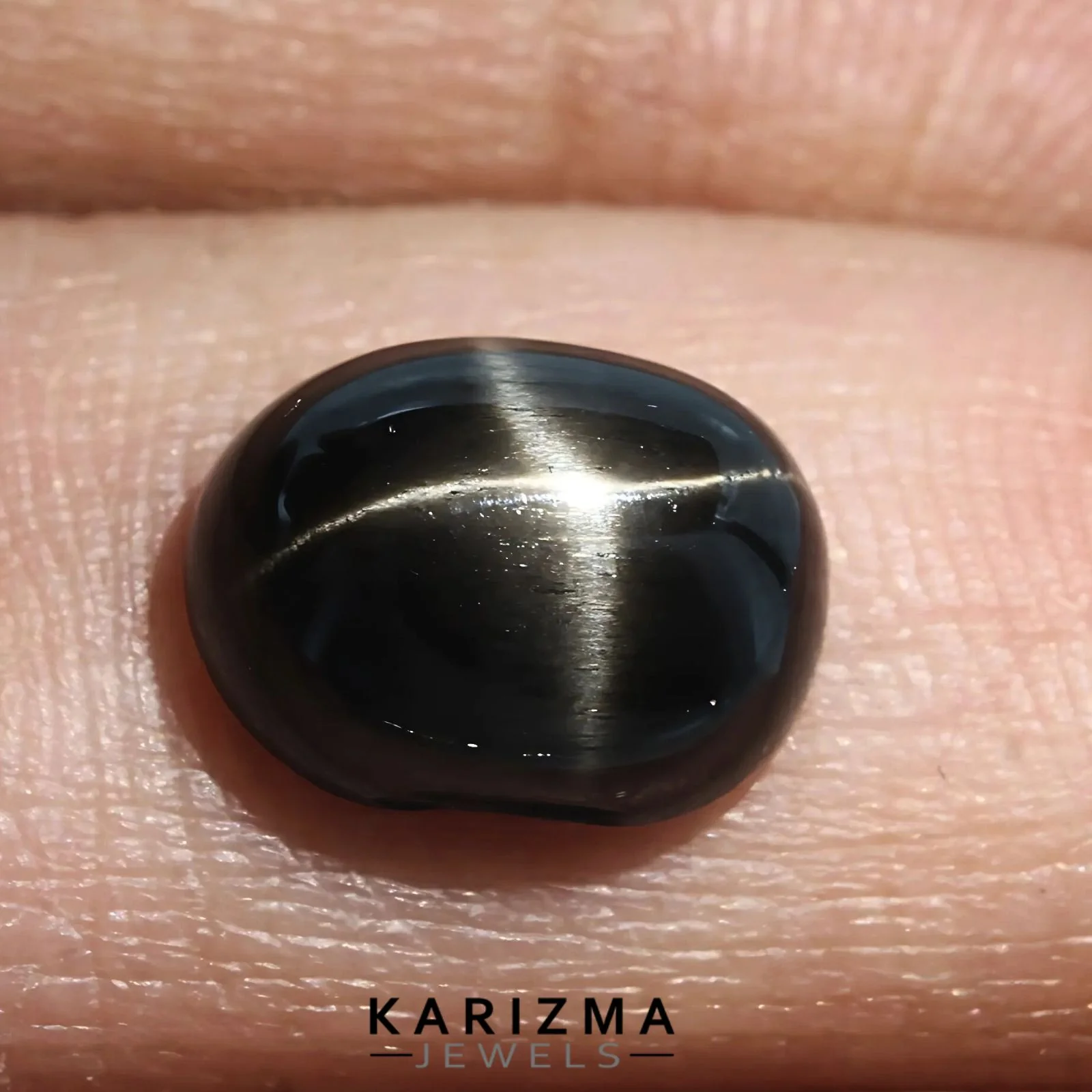 3Ct Natural Black Star Oval Gemstone - Image 2