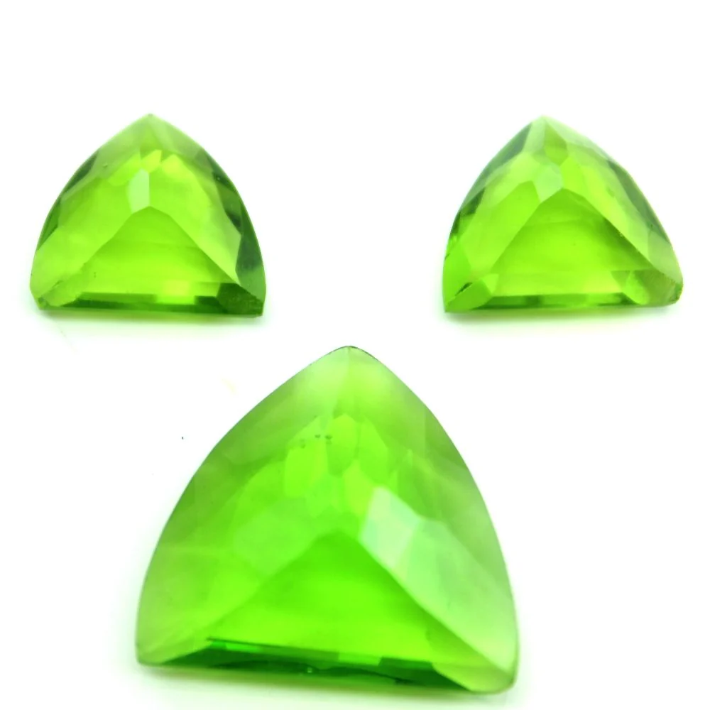 3pc Set for Pendant Earrings Synthetic Glass Cut Stones Green - Image 3