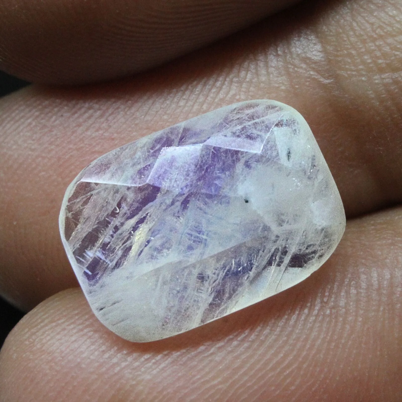 5.2Ct Natural Rainbow Moonstone Cushion Cut Cloudy White Gemstone - Image 2