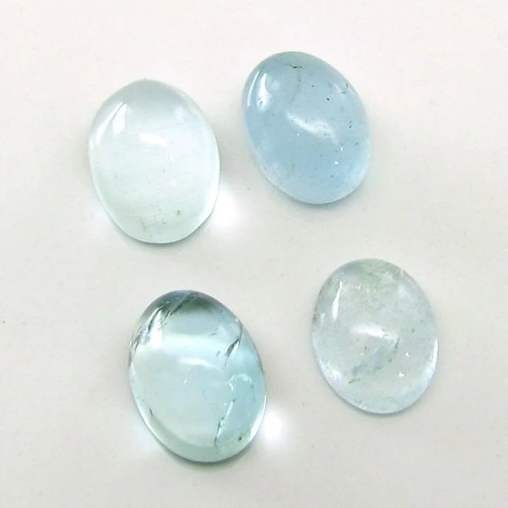 6.4Ct 4pc Lot Natural Aquamarine (Barooz) Oval 8X6mm Cabochon Gemstones - Image 2