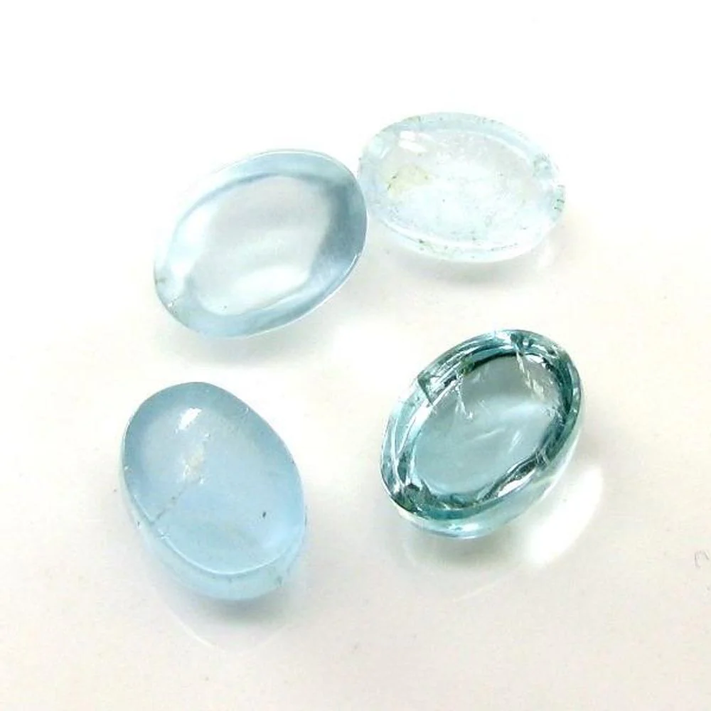 6.4Ct 4pc Lot Natural Aquamarine (Barooz) Oval 8X6mm Cabochon Gemstones - Image 3