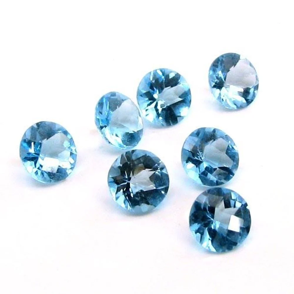 7 Piece Natural Blue Topaz Lot 6.05Ct – 8mm Calibrated Loose Gemstones for Jewelry - Image 3