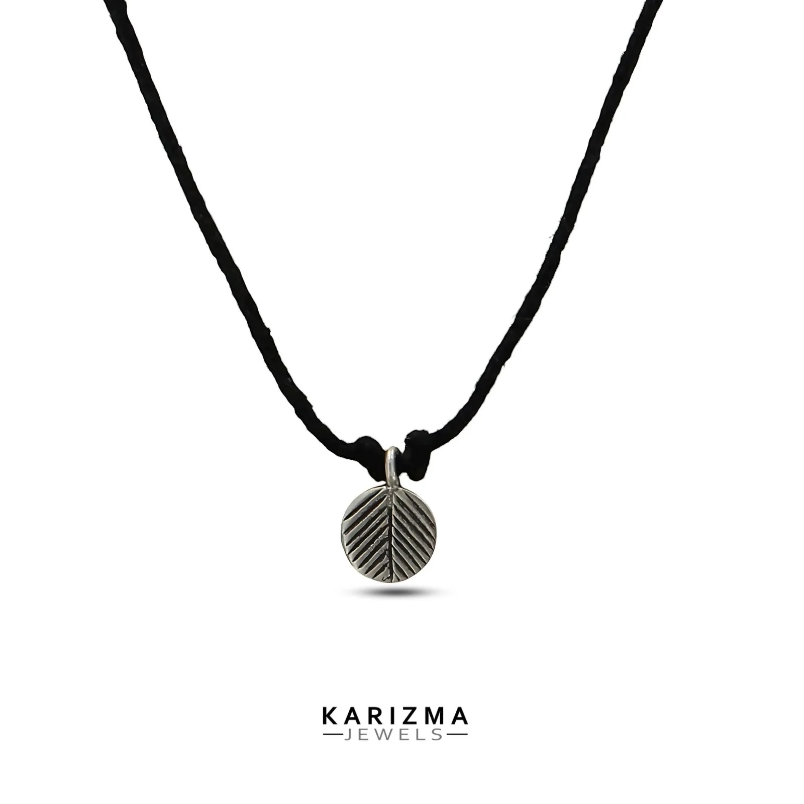 925 Real Silver fabulous handmade Oxidized Leaf design Round Pendant for Women & Girl's - Image 2