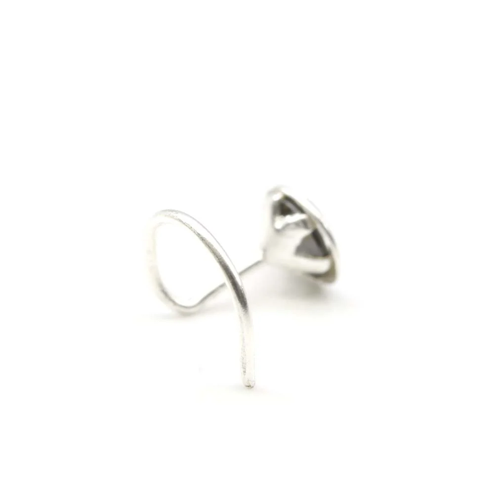 Silver Twisted Bezel Setting Nose Pin - Image 3