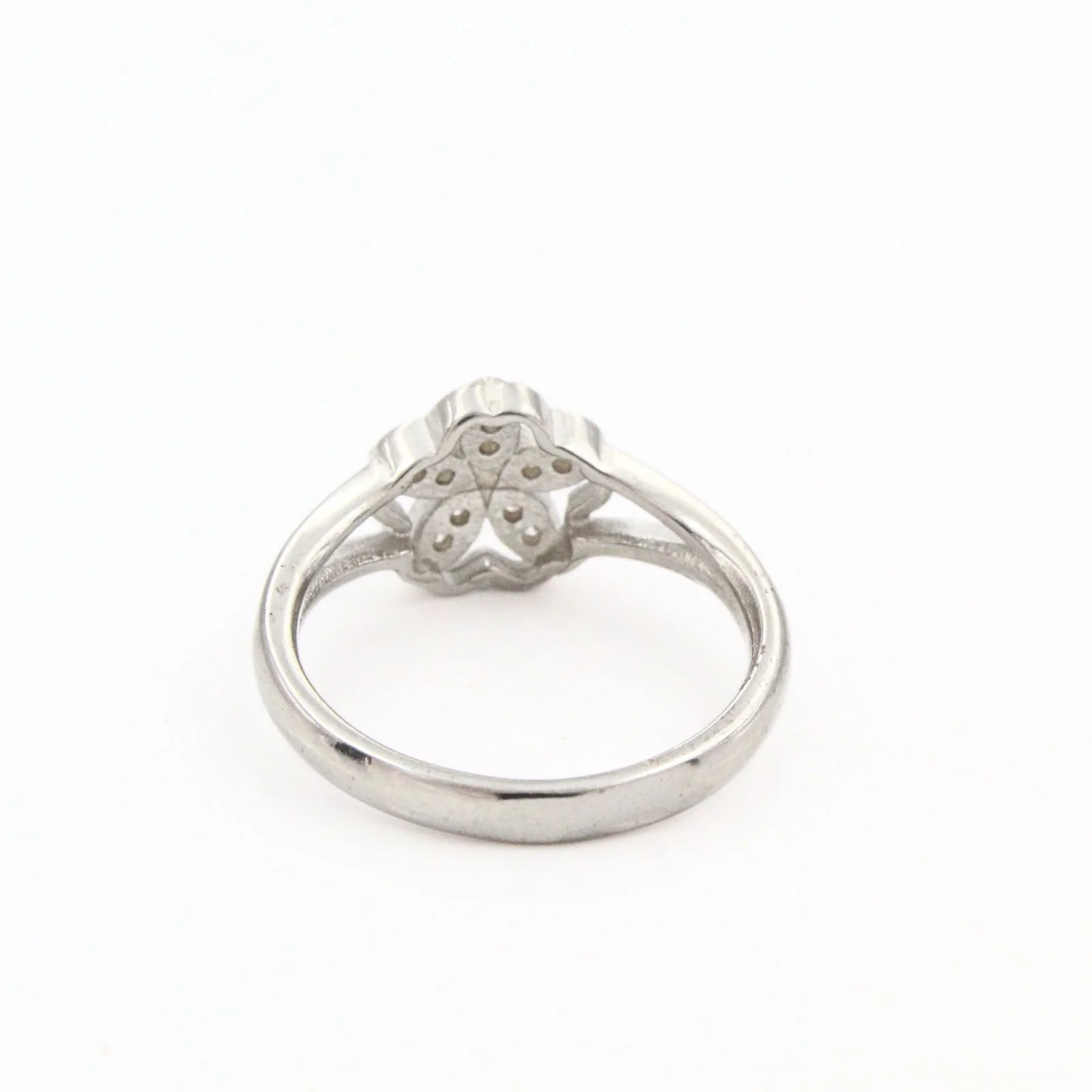 925 Real Silver Flower Ring White CZ Studded Platinum Finish - Image 4