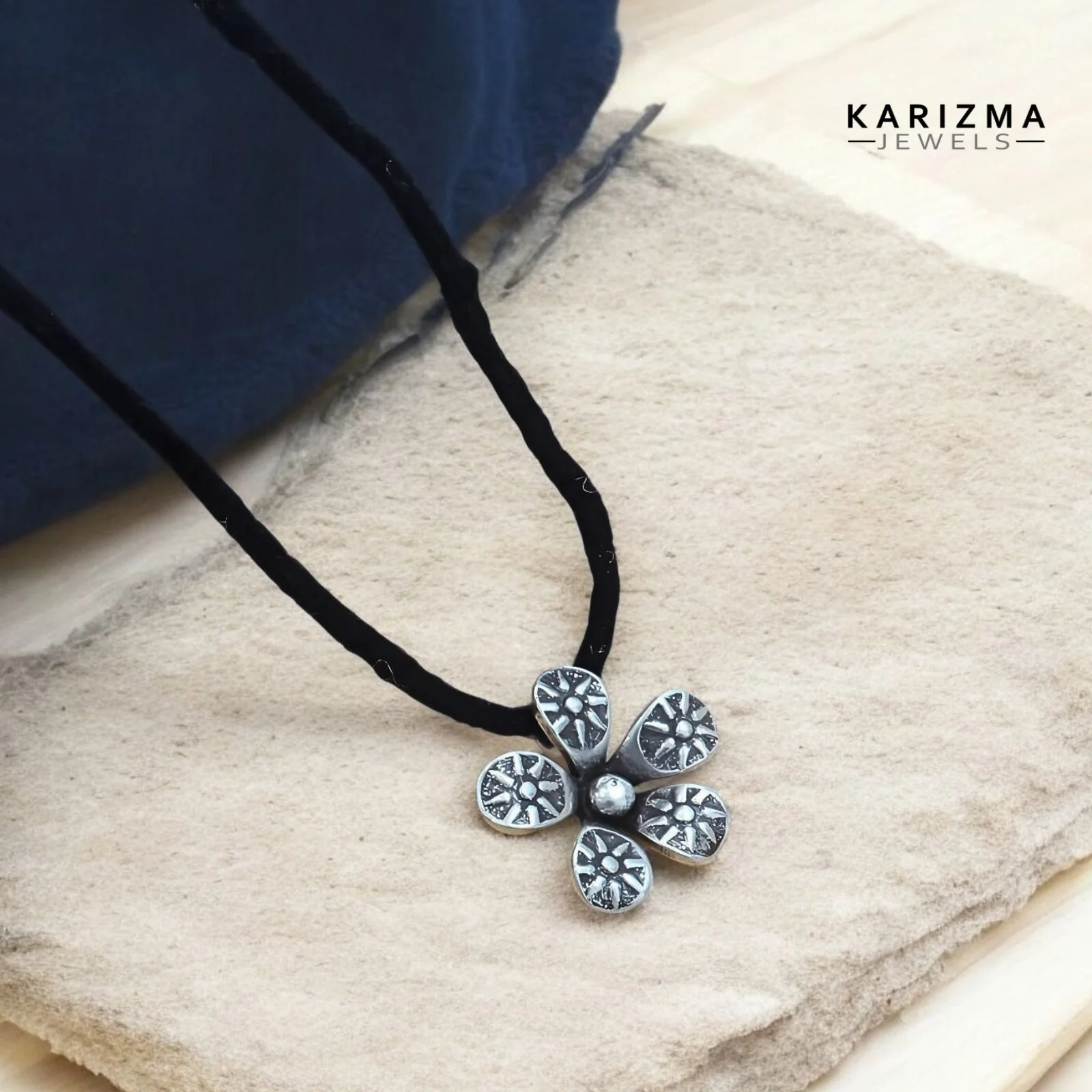 925 Real Silver Oxidized flower charm gifting Pendant for Women & Girl's