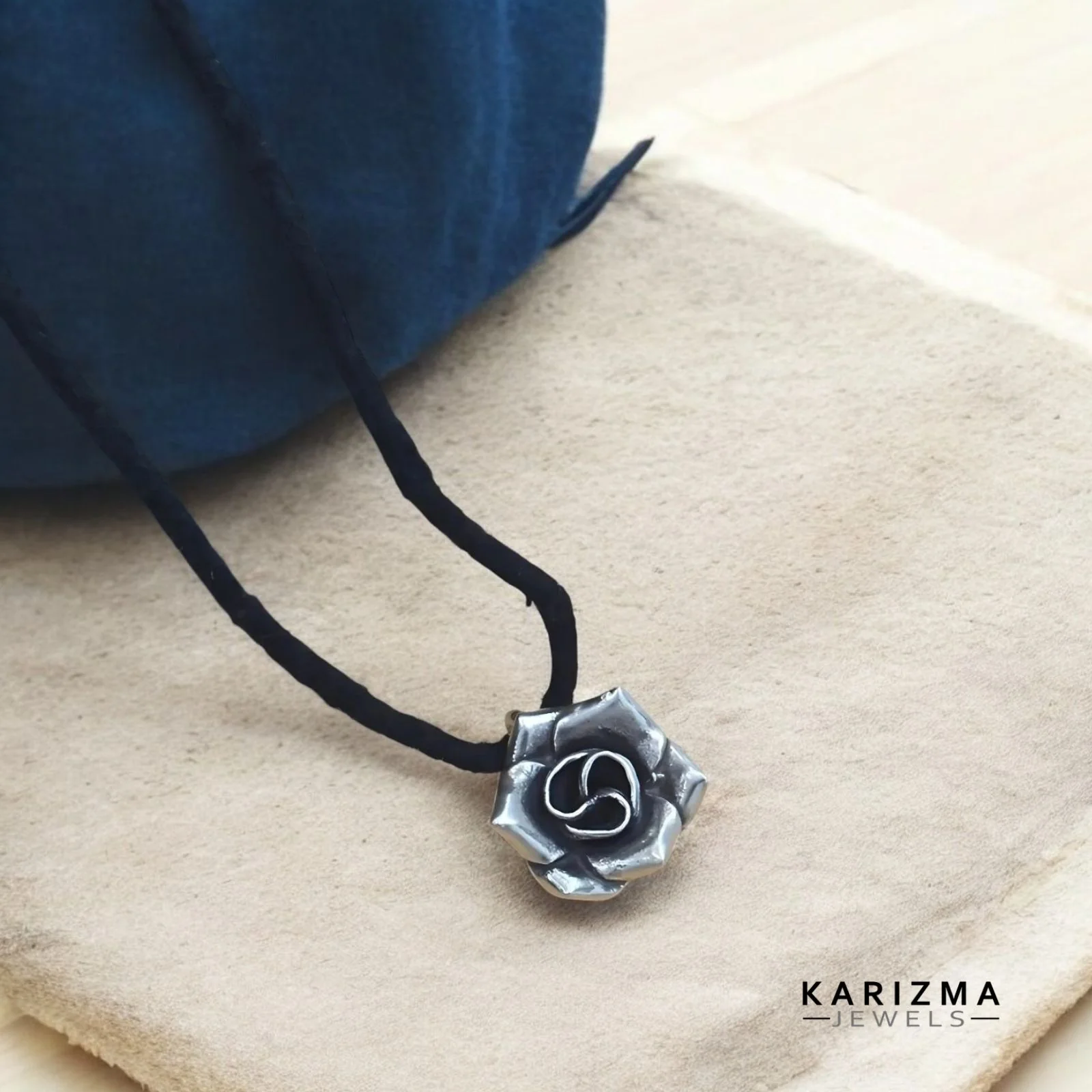 925 Real Silver Oxidized Rose charm daily wear Pendant for Women & Girl's