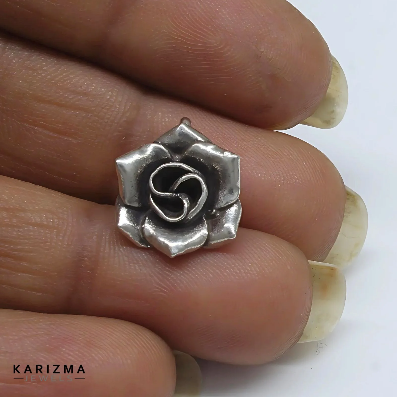 925 Real Silver Oxidized Rose charm daily wear Pendant for Women & Girl's - Image 3