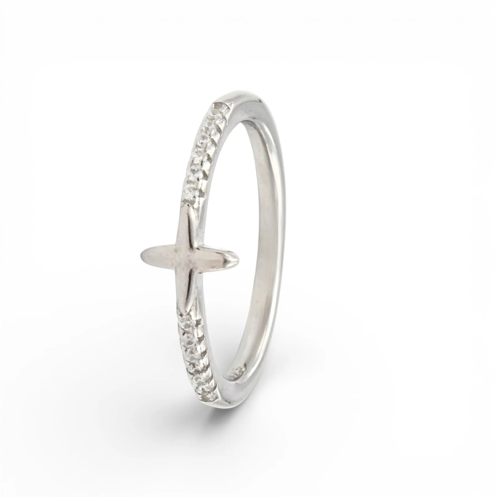 925 Real Silver White CZ North Star Ring - Image 2