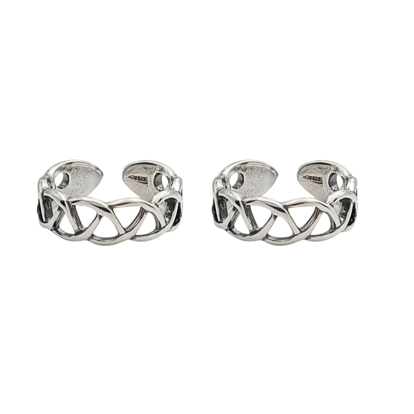 925 Real Silver Women Celtic Weave Oxidized Toe Ring - Pair - Image 3