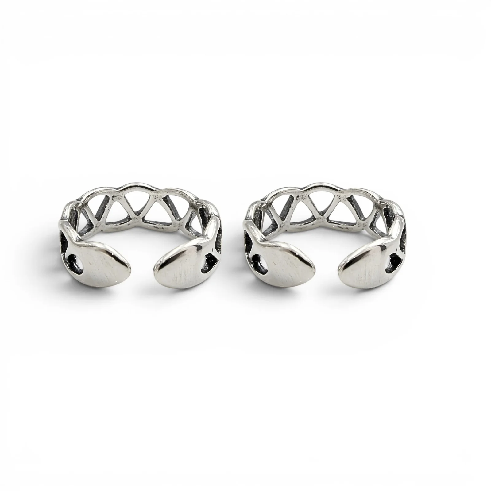 925 Real Silver Women Celtic Weave Oxidized Toe Ring - Pair - Image 4