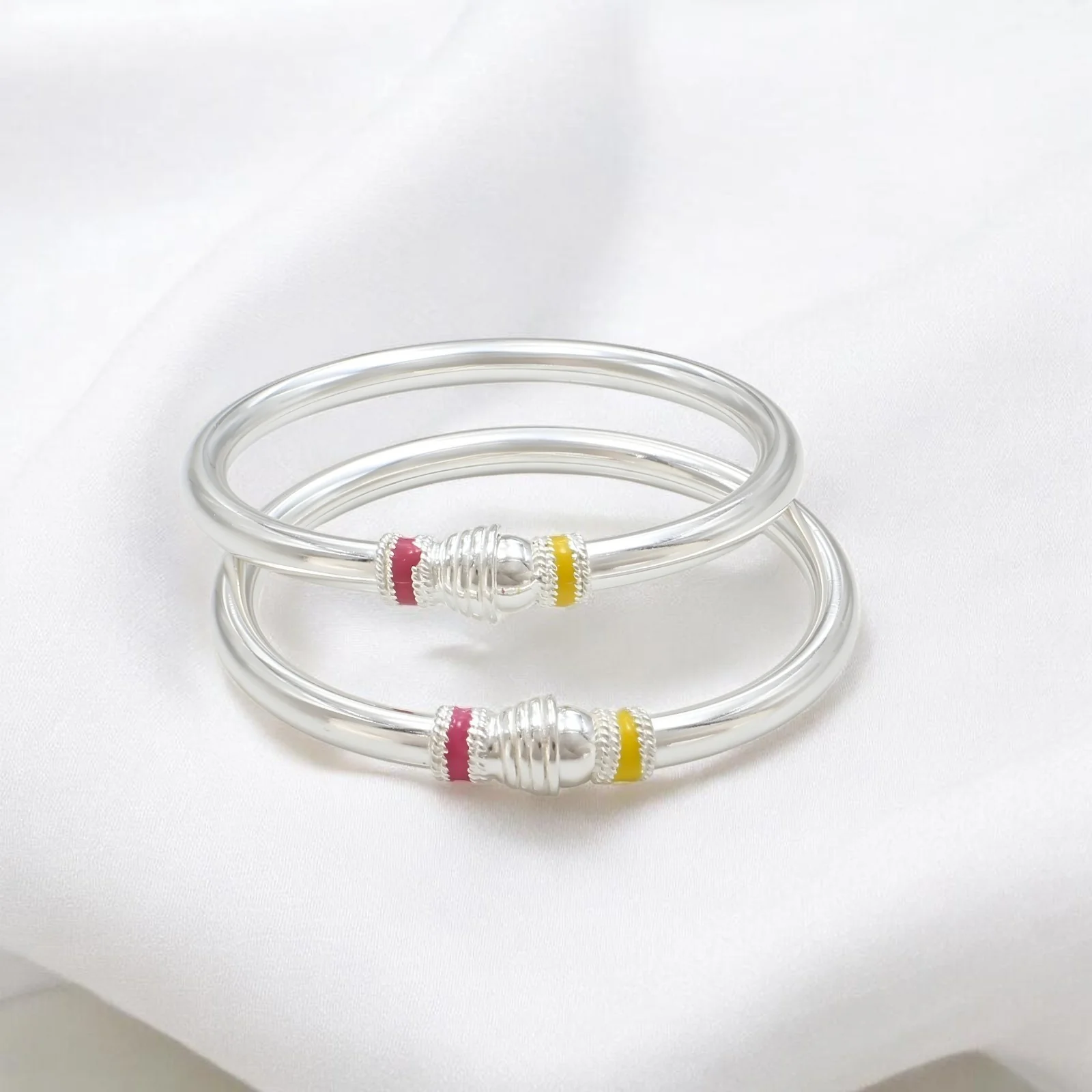 925 Real Sterling Silver Born/Toddler kids Openable Bangle Bracelet - Pair - Image 3