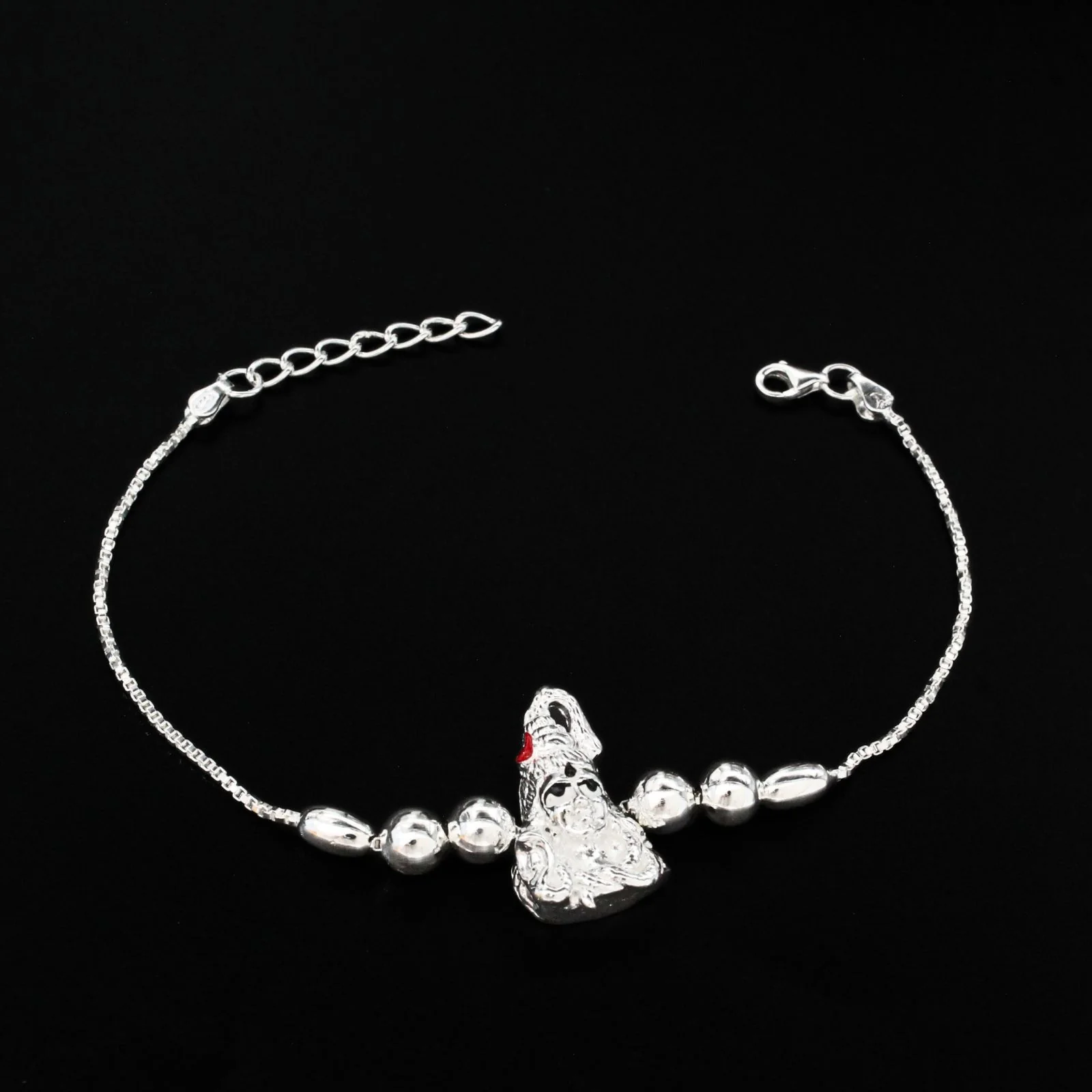 925 Real Sterling Silver Bracelet Lord Shiv Rakhi 7.5" - Image 2