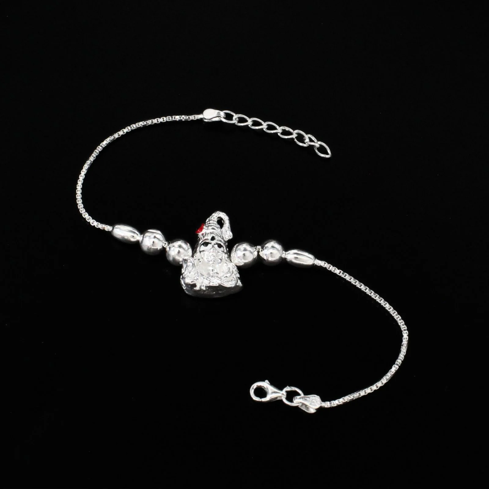 925 Real Sterling Silver Bracelet Lord Shiv Rakhi 7.5" - Image 3
