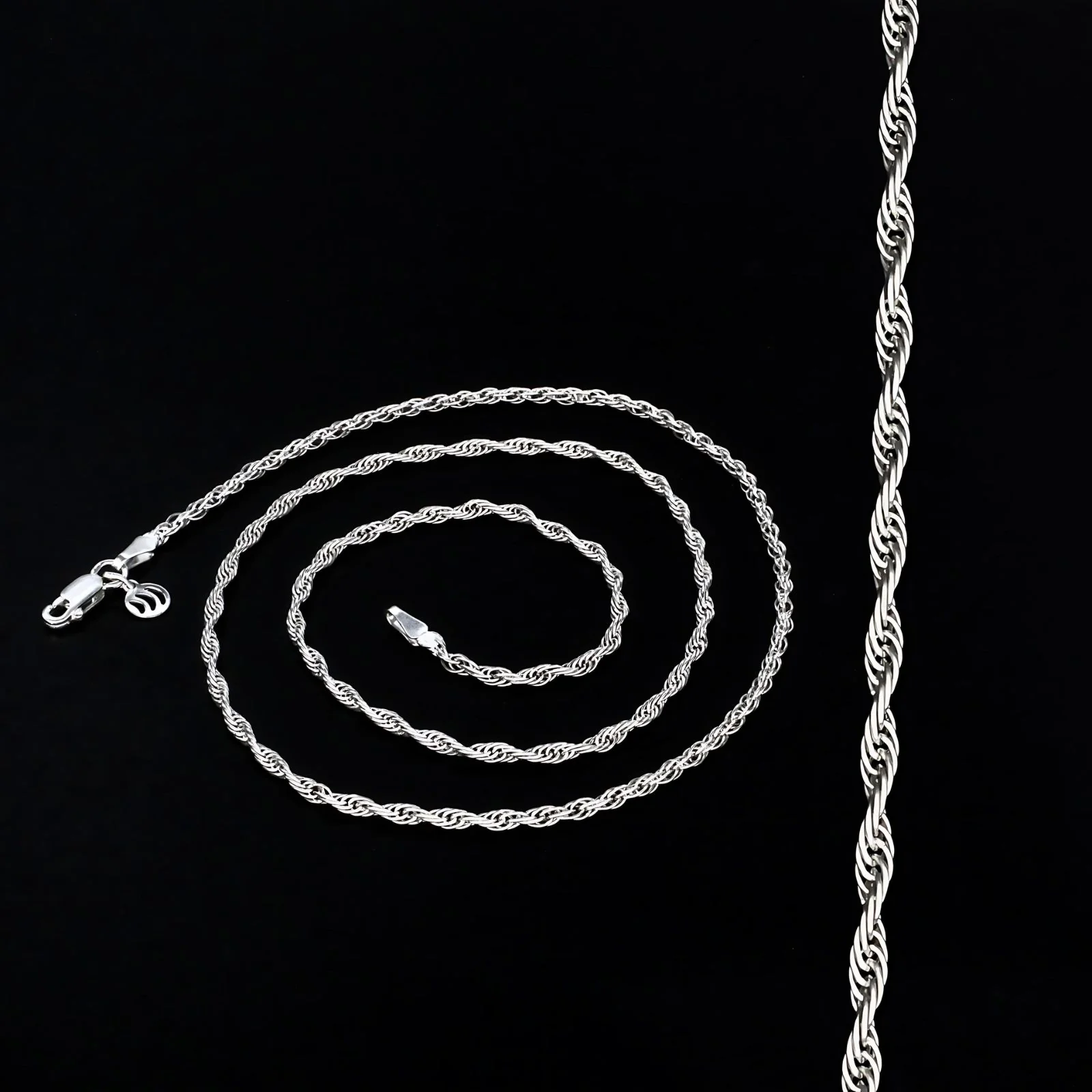 925 Real Sterling Silver Excellent rope design Neck chain 18" - Image 2